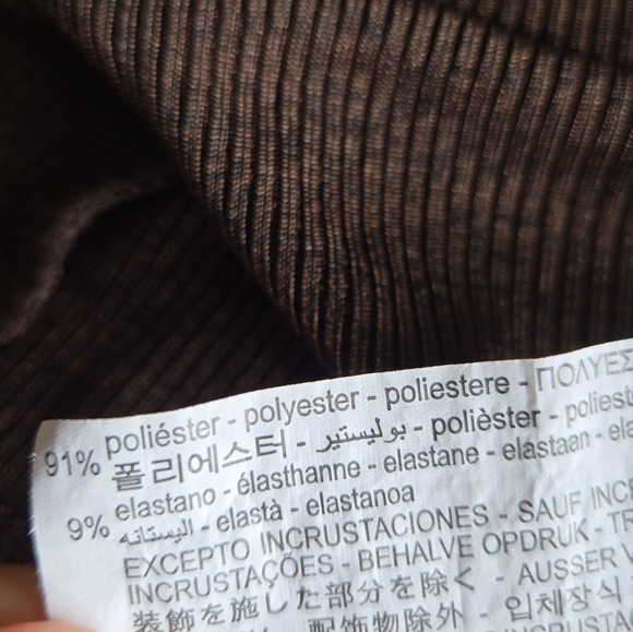 ZARA Brown Ribbed Knit Dolman Sleeve Top Size S Slouchy Minimal Cozy Chic Fall - Picture 12 of 12